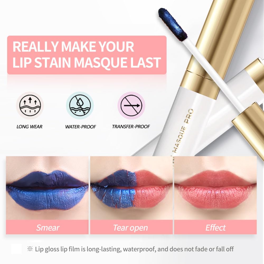 Houksouml Lip Stain Easy-Apply Peel-Off Tint with quick two-minute dry-down.