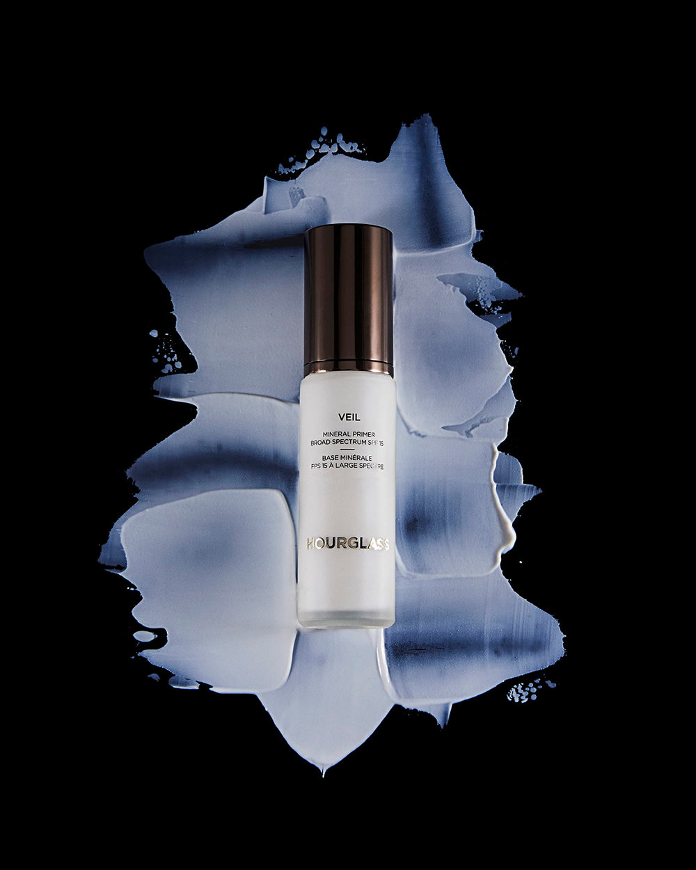 Hourglass Veil Mineral Primer packaging closeup highlights SPF 15 protection