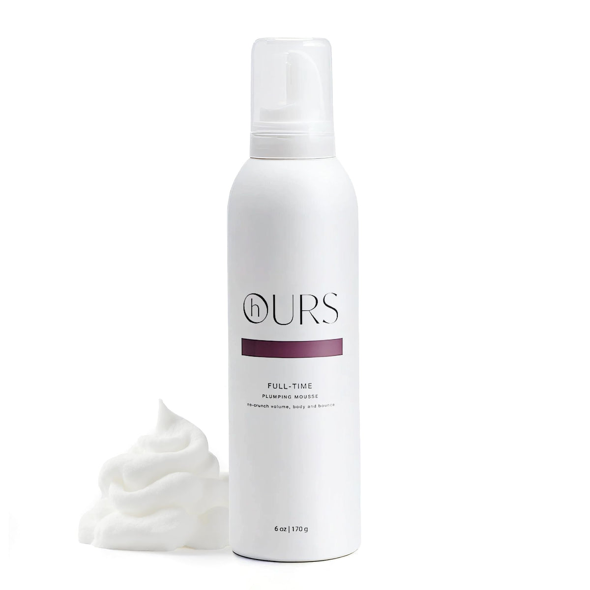 Hours haircare Full-Time Plumping Mousse bottle for easy daily styling.