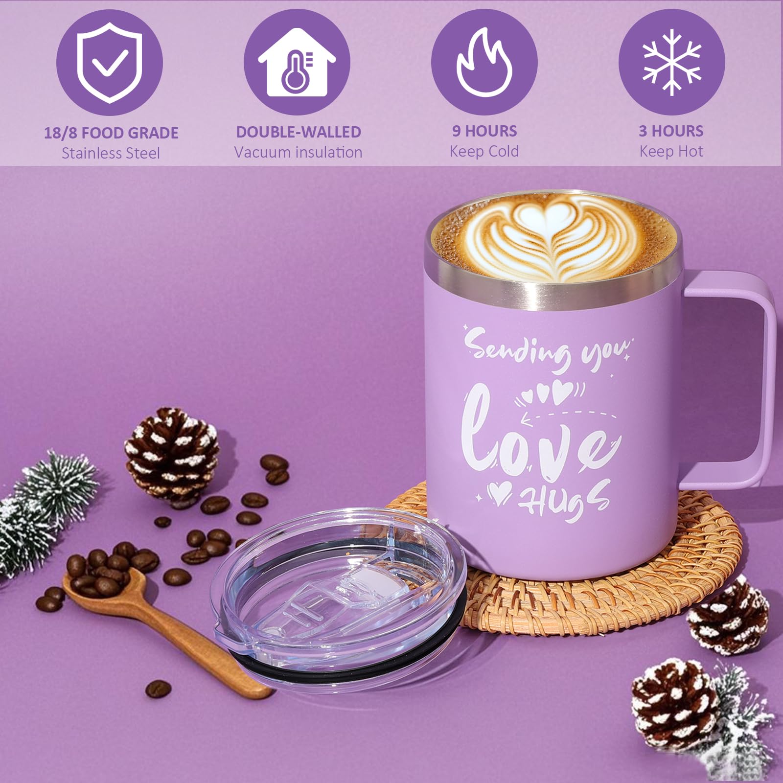 Housavvy insulated tumbler 12oz, keeps drinks hot or cold for hours