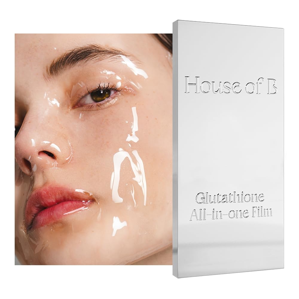 House of B Glow glutathione 2-step film application on face and neck for improved hydration.