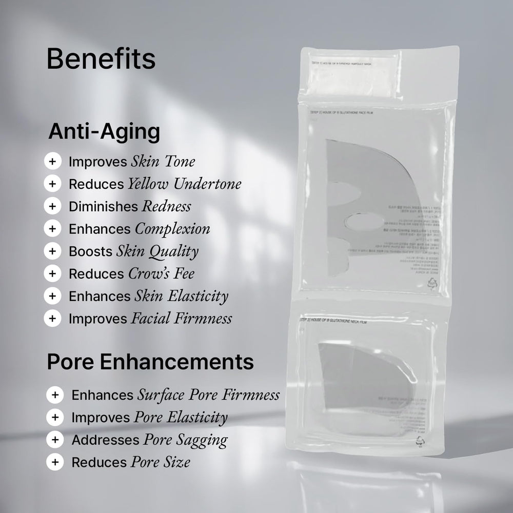 House of B Glow skin-tone improvement on face and neck for radiant complexion.