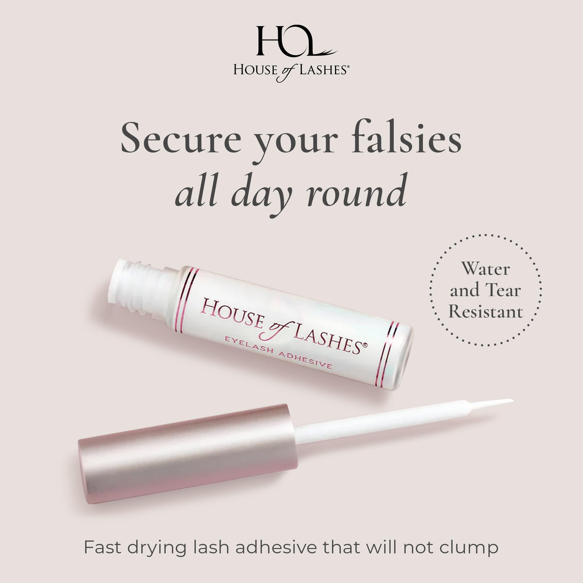 House of Lashes glue drying clear reveals seamless lash line.