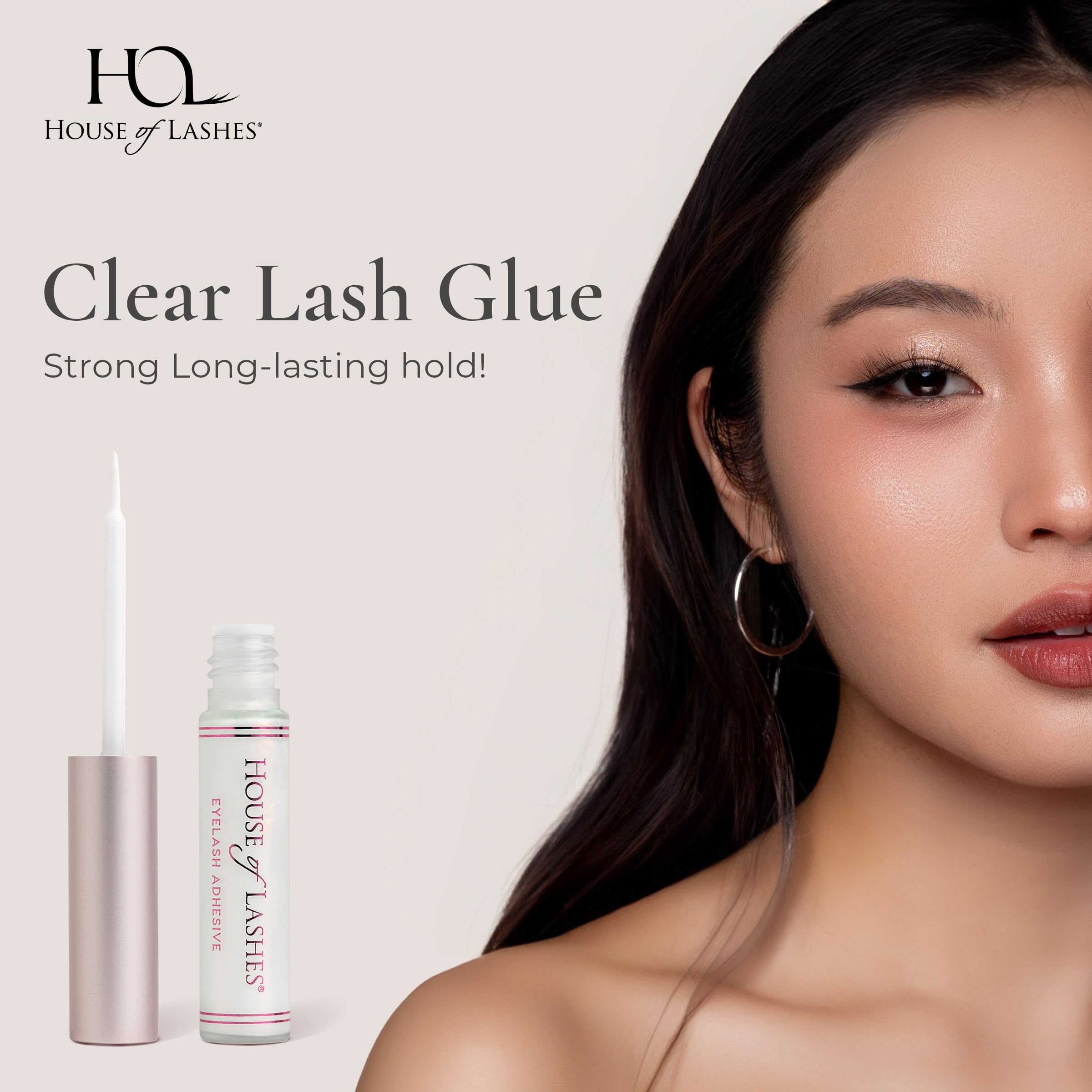 House of Lashes glue precision brush application demonstrates easy lash bonding.