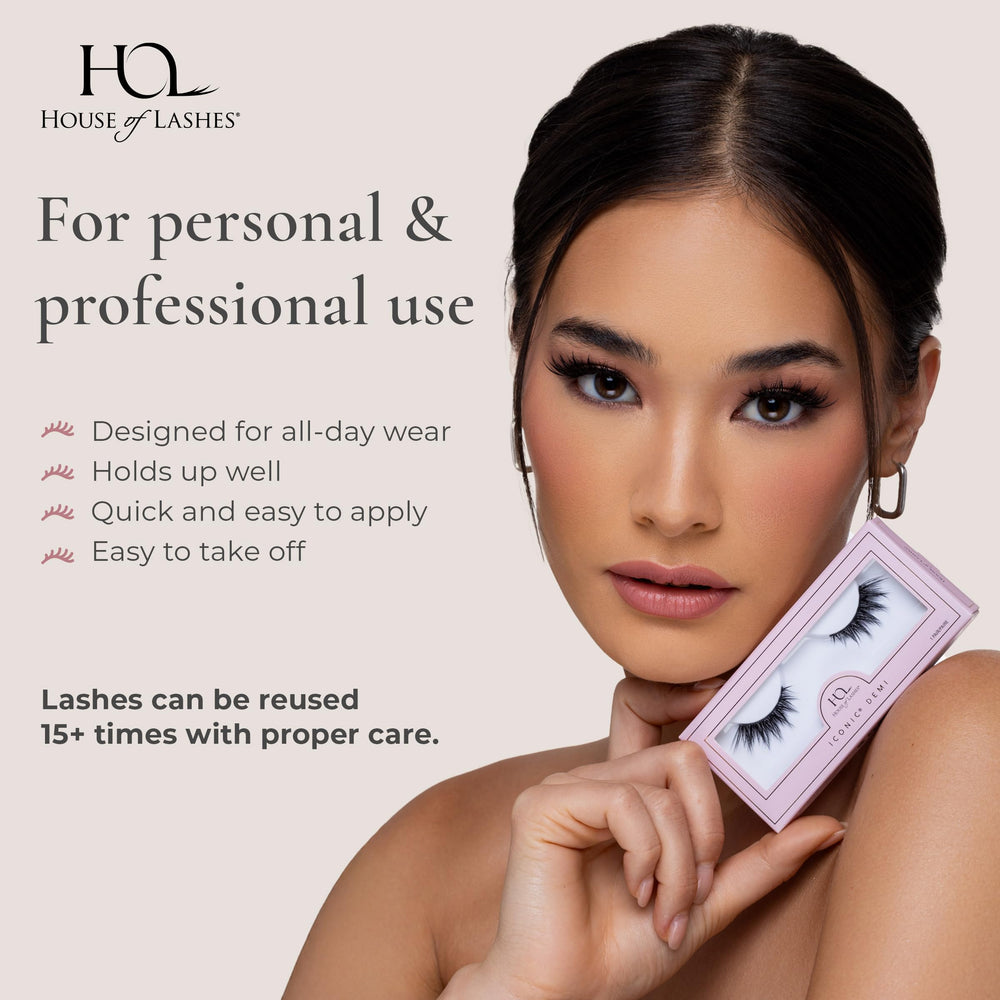 House of Lashes Iconic Demi 3D faux mink fibers blend seamlessly