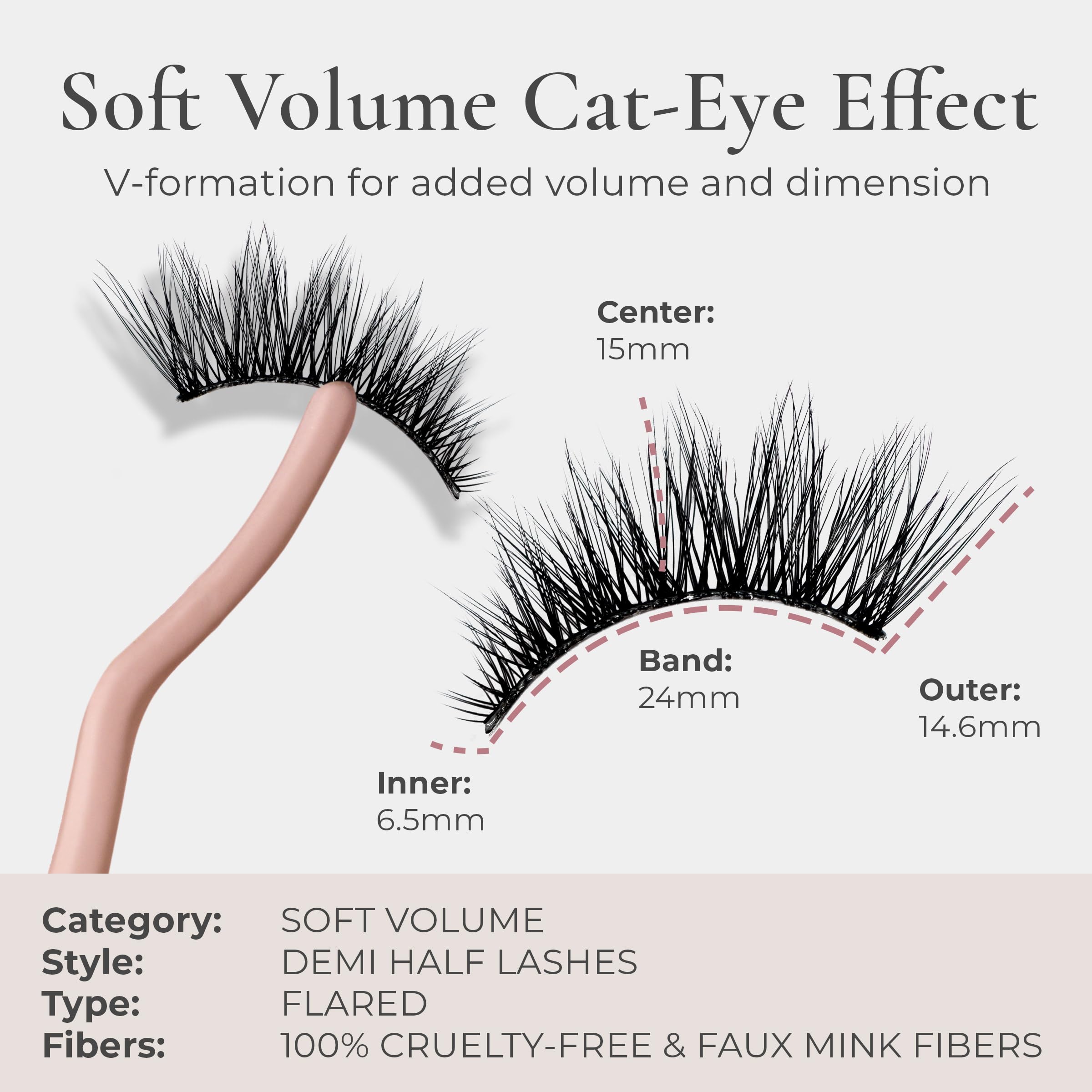 House of Lashes Iconic Lite Demi 3D fibers in a V-formation for depth