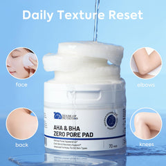 House of Nutrition Glycolic Pad in use on cheek for smoother texture.