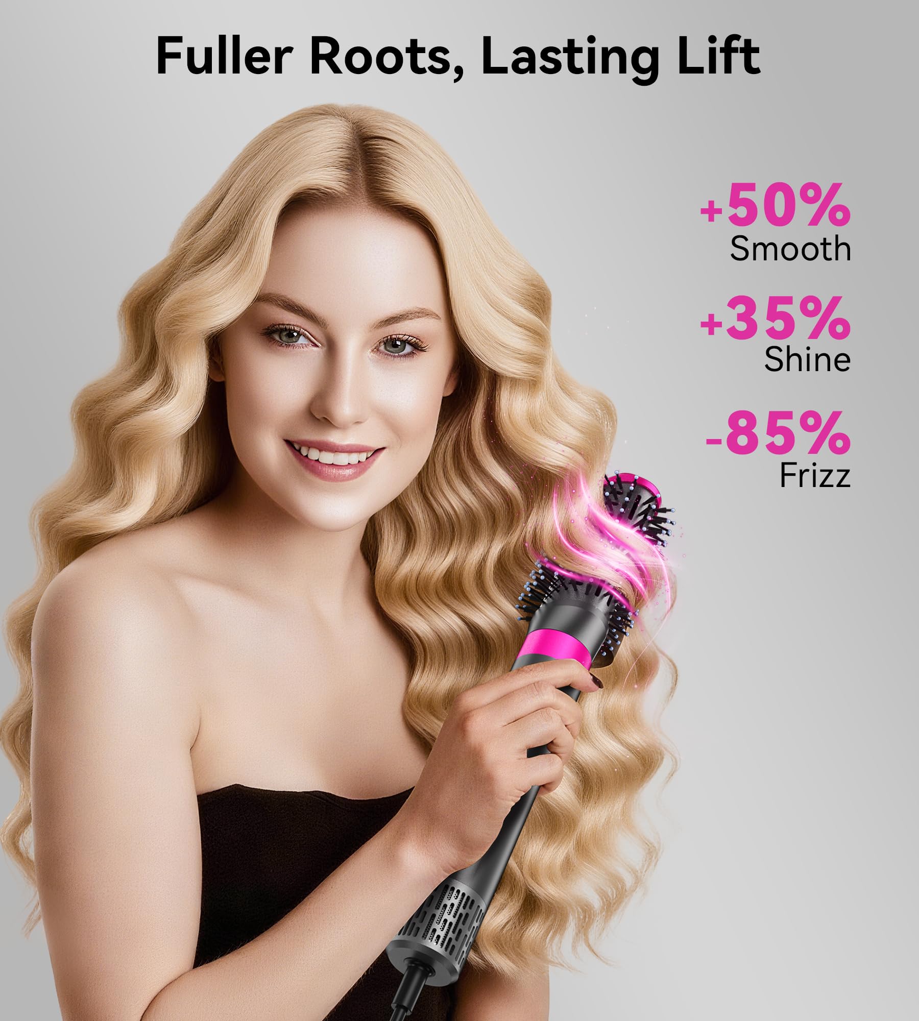 Househerb round brush image for bouncy curls with minimal effort.