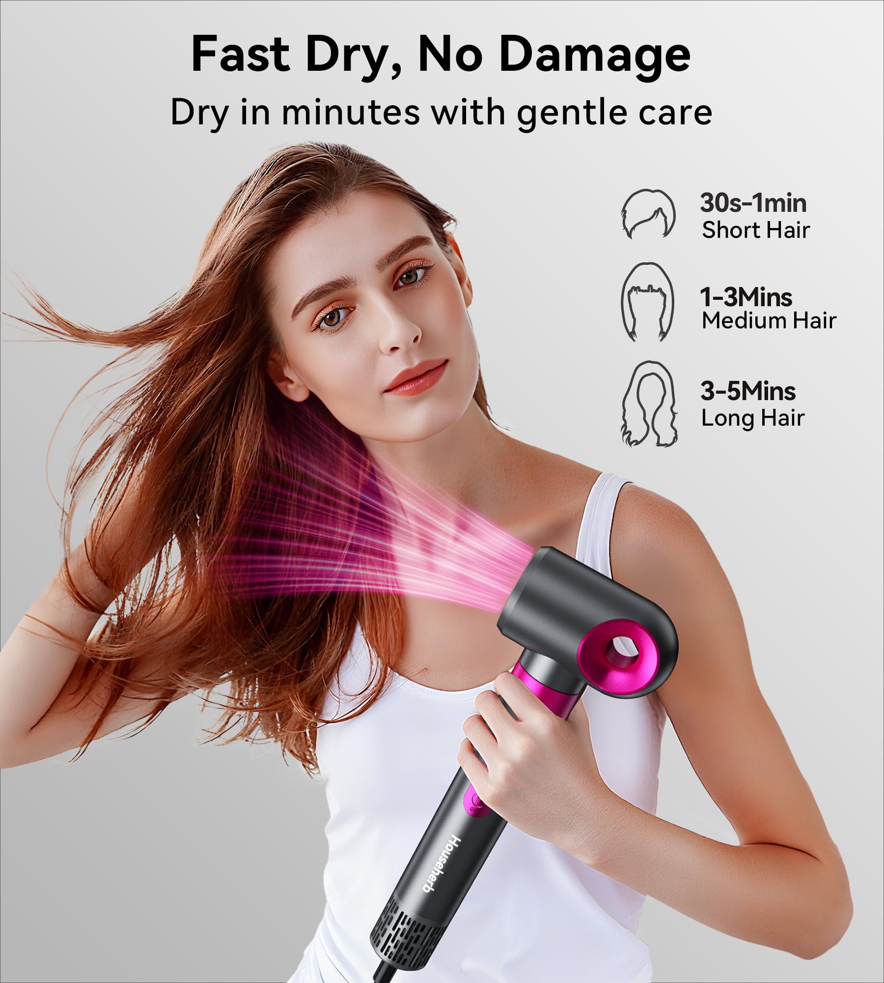 Househerb straightening brush shown for sleek, frizz-free straight styles.