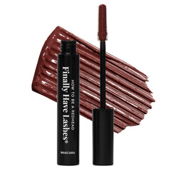 How to Be A Redhead Plum mascara wand demonstrates precise brush for defined lashes.