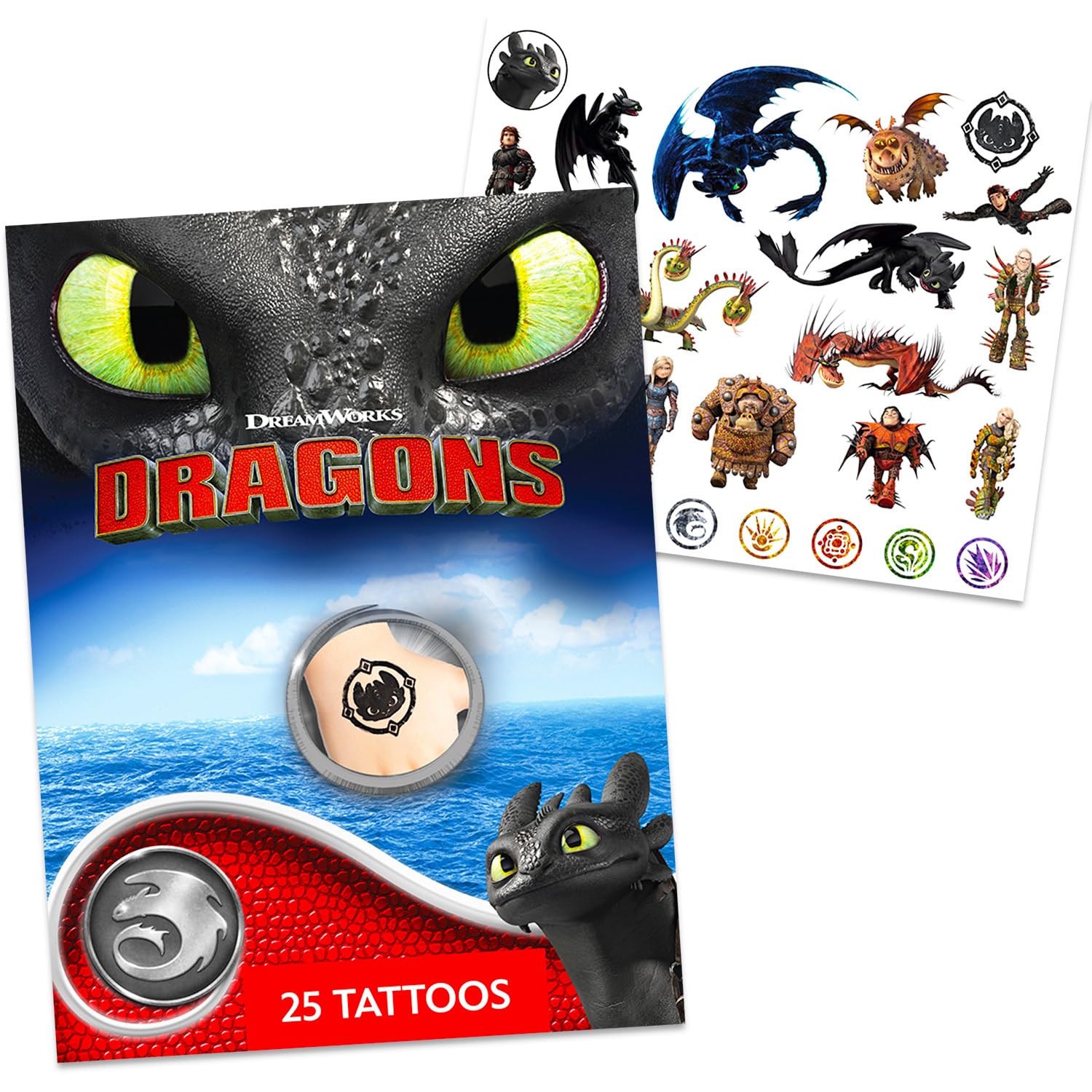 How To Train Your Dragon tattoos featuring Toothless and Hiccup for crafts, party activities, and safe temporary art