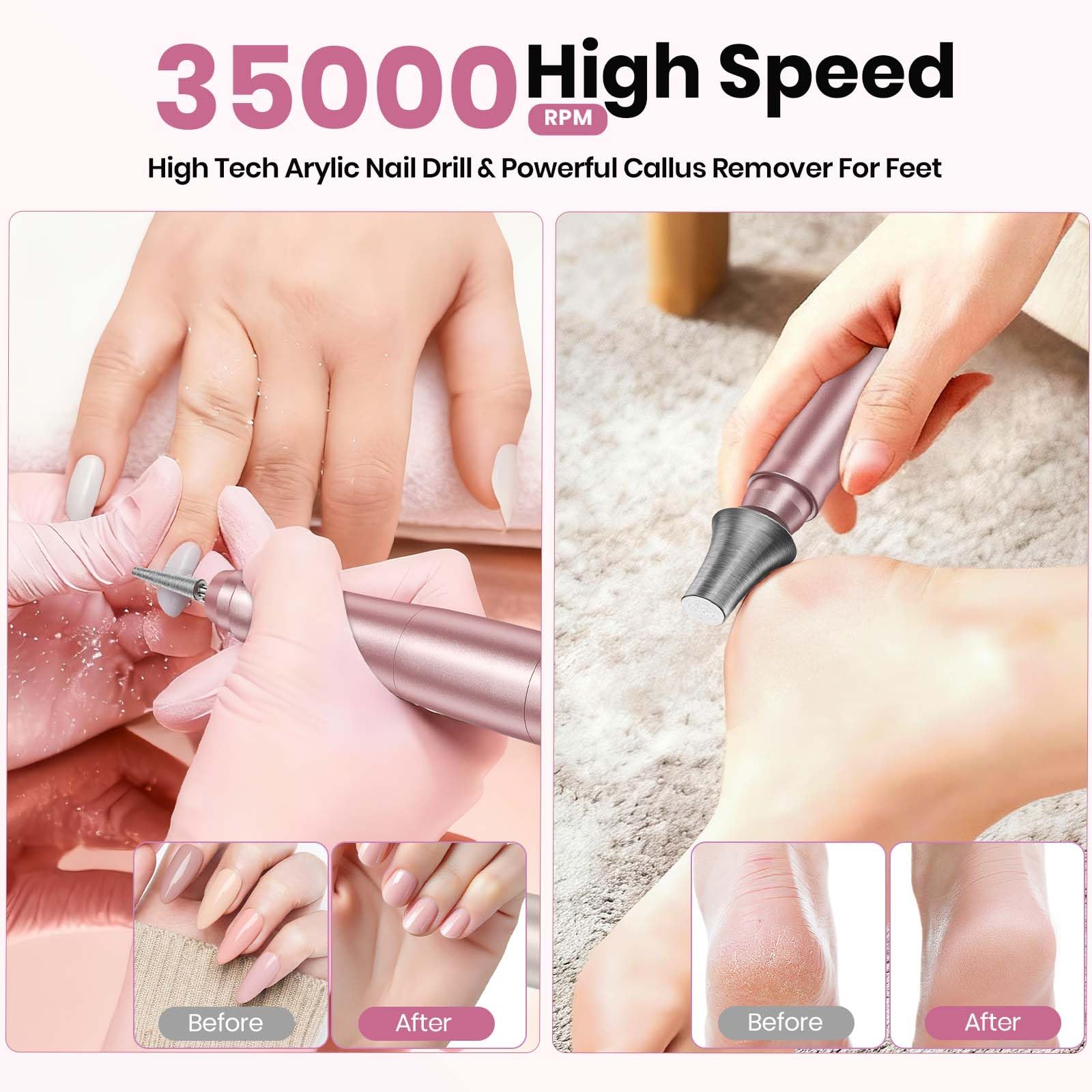 Hoxida nail drill with interchangeable bits for versatile nail care.