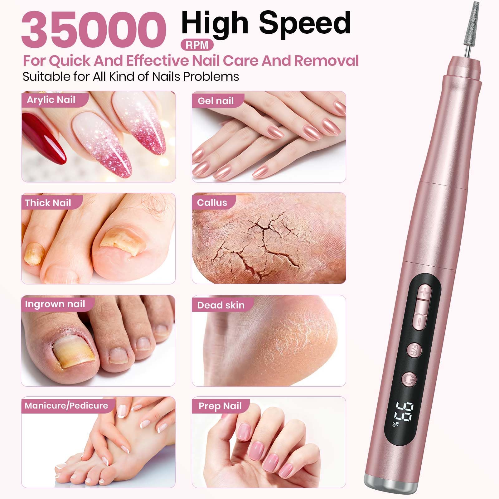 Hoxida lightweight pen-shaped nail drill for comfortable handling.