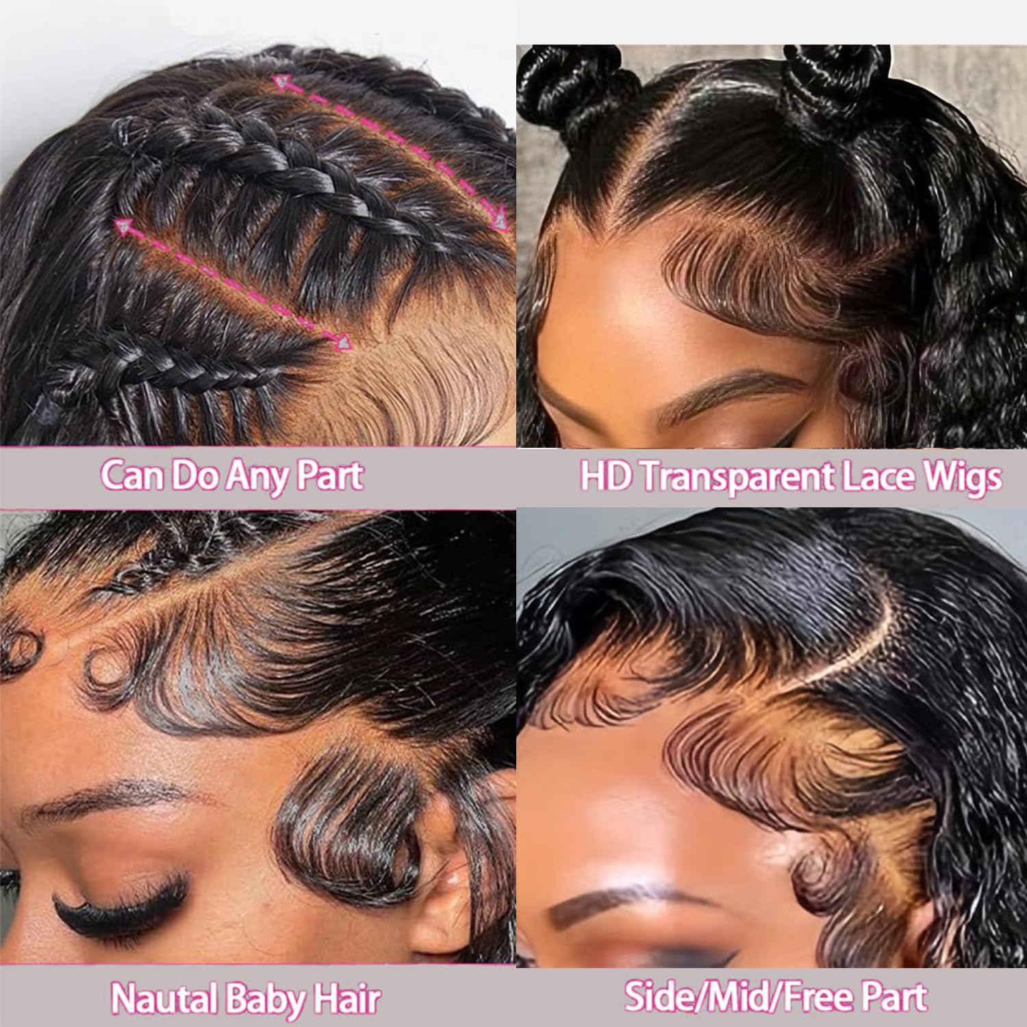 Hoyrhra deep wave wig natural-hairline with adjustable-fit for all-day comfort.