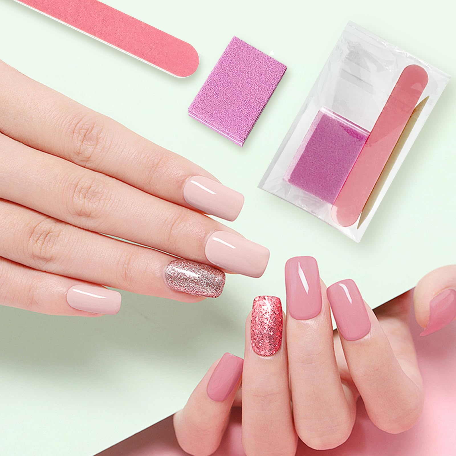 Hozziii press-on nail tool kit in pink enables efficient salon-quality manicures