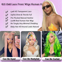 HPJIQ Brazilian virgin hair wig 613 with natural straight texture