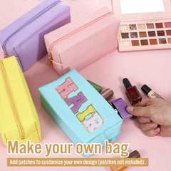 Hpmjz Preppy makeup bag in light green fits toiletries and skincare essentials.