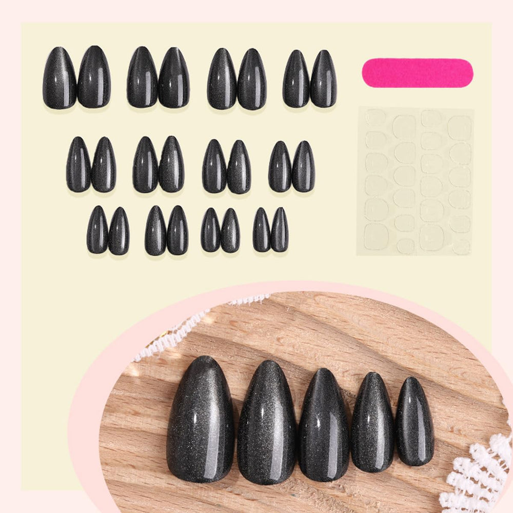 HPYFOI cat-eye nails with full-cover glossy finish for dramatic evening looks.