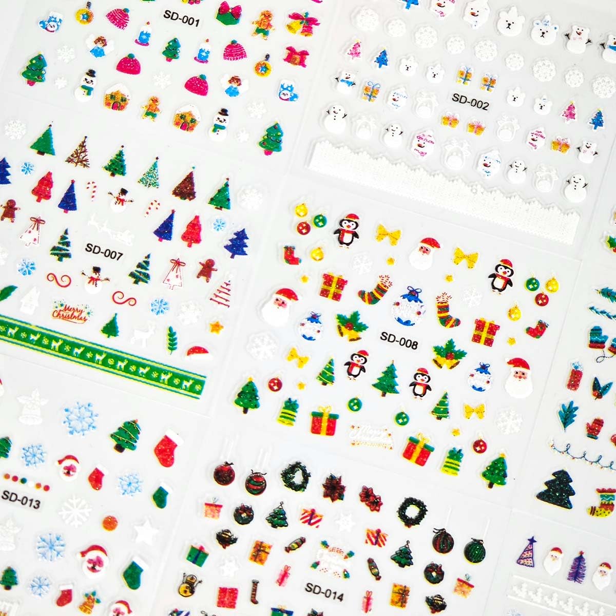 HPYFOI Christmas nail stickers snowman motif for cute seasonal nails