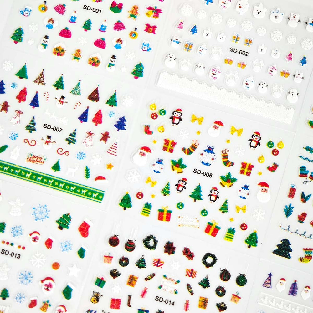 HPYFOI Christmas nail stickers snowman motif for cute seasonal nails