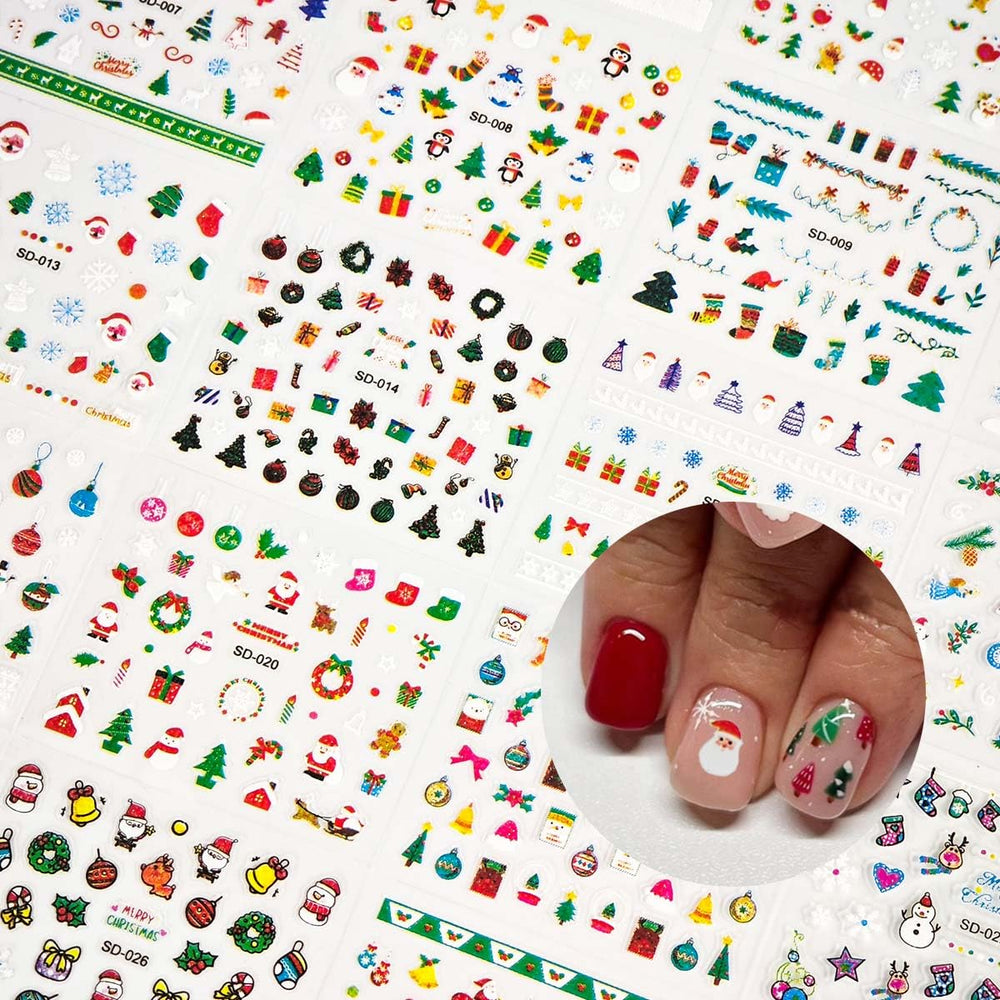 HPYFOI Christmas nail stickers stockings design for glossy holiday nails