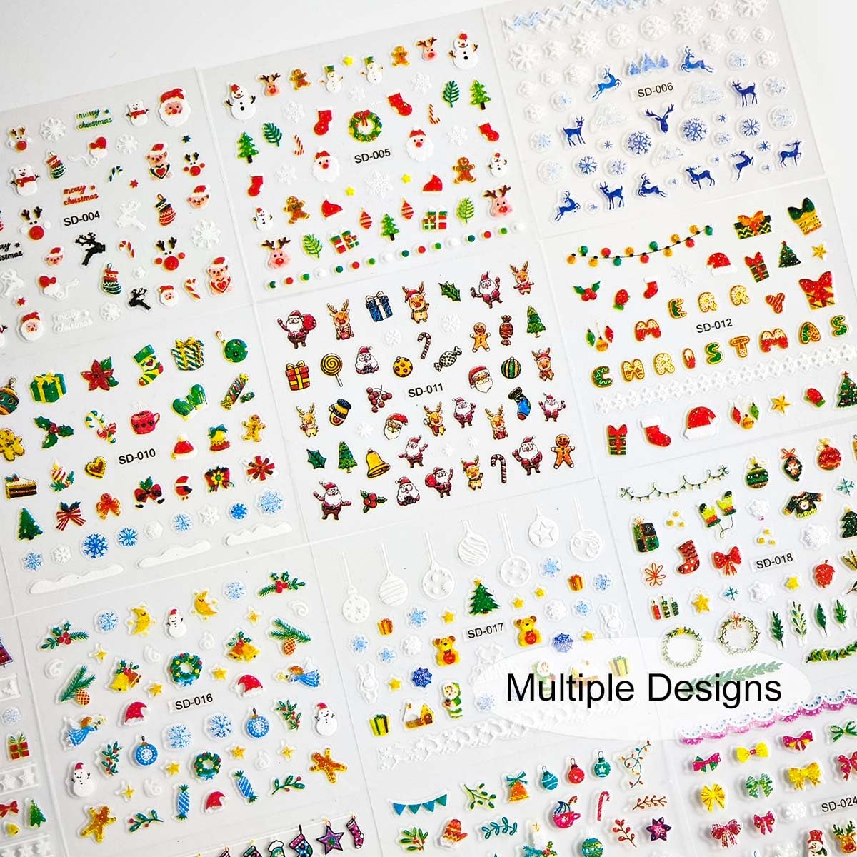 HPYFOI Christmas nail stickers Xmas tree motif for instant shimmer