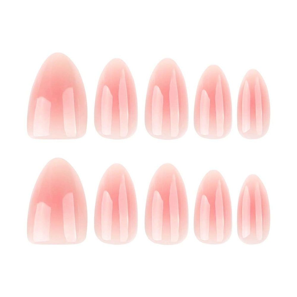 HPYFOI short almond nails closeup shows smooth glossy finish.