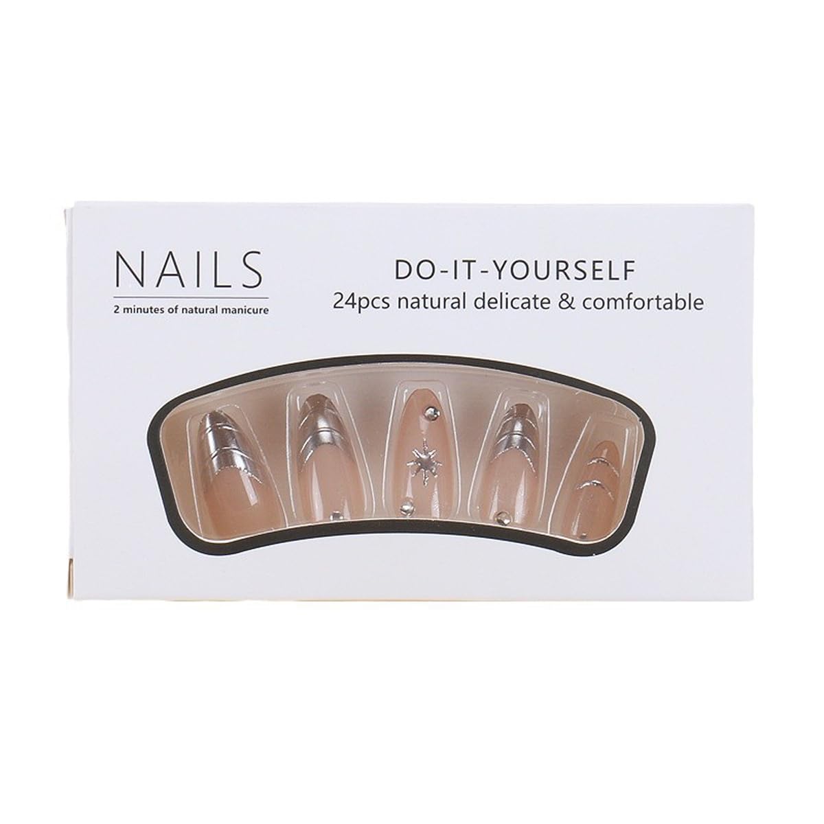HPYFOI silver press-on nails pair with nail art for customized looks