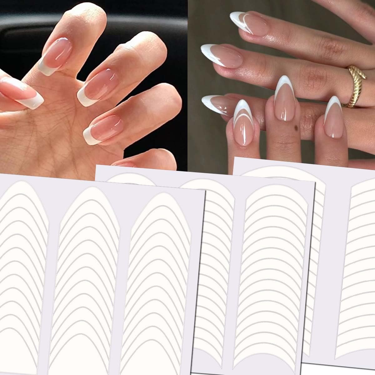 HPYFOI vinyl self-adhesive French tip tape demonstrating secure adhesion