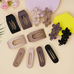 HQ-SITE flat claw clip in matte neutral grips thick hair without snagging.