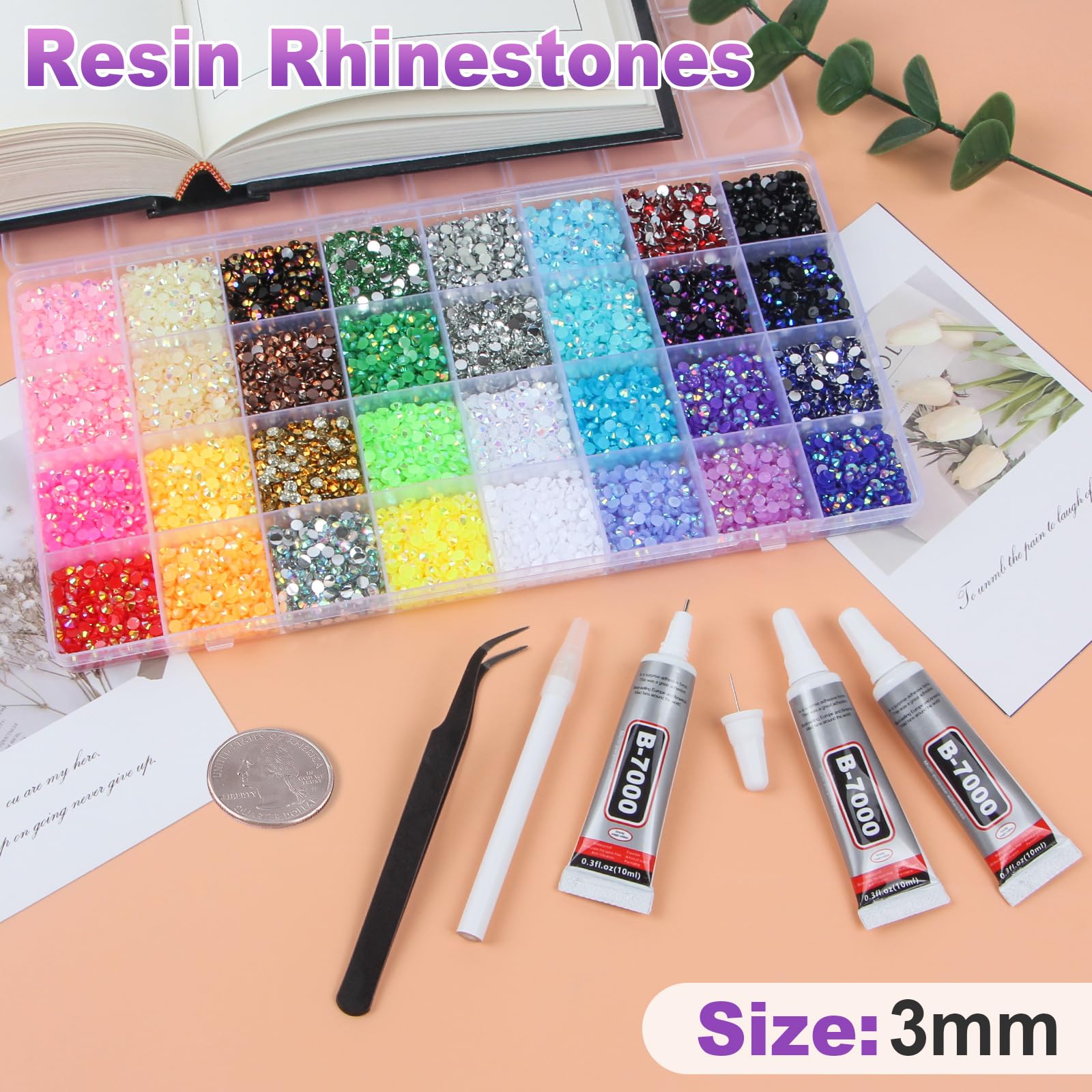 HRLbrc 32-color jelly rhinestones add vibrant sparkle to tumblers and nails.