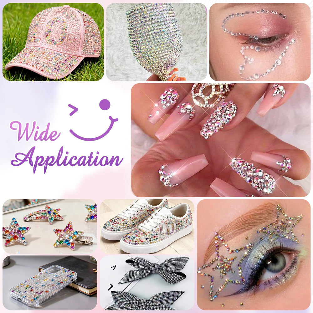 HRLbrc resin rhinestones with AB coating shimmer under light for eye-catching bling.