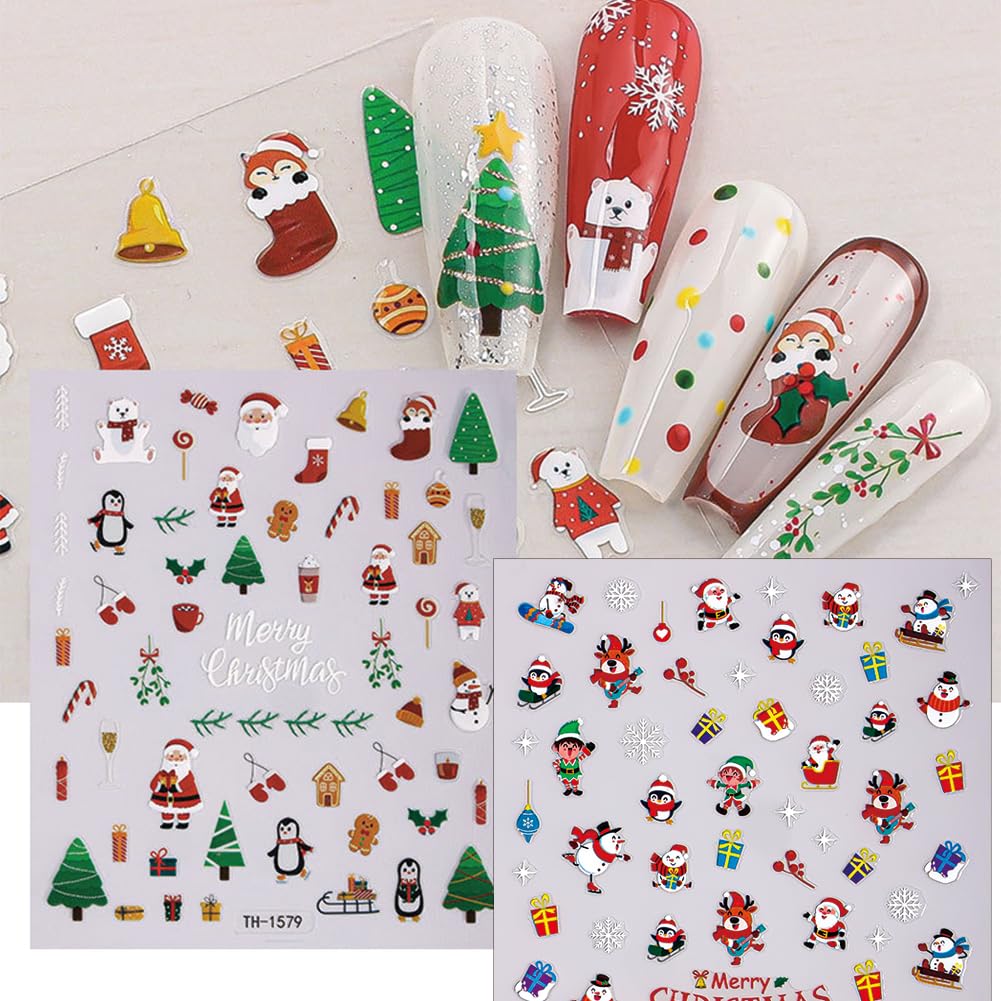 Hrnsnails Christmas nail stickers 3D glossy finish for eye catching nails and lasting gloss.
