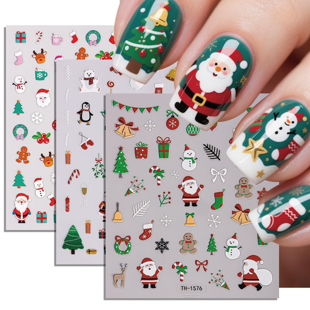 Hrnsnails Christmas nail stickers elk deer design for bold holiday accents and easy removal.
