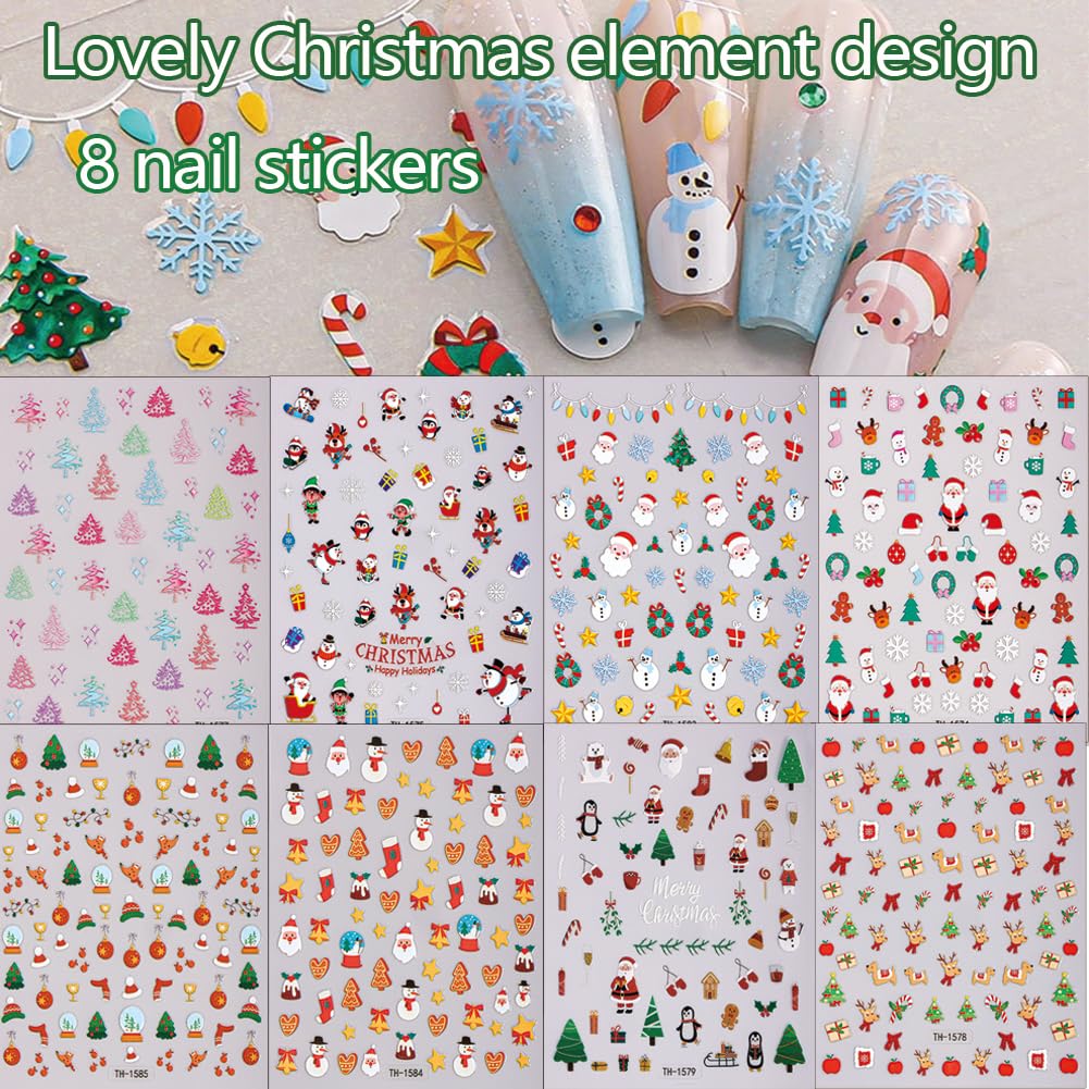 Hrnsnails Christmas nail stickers gold glitter detail for luxe accents and festive sparkle.