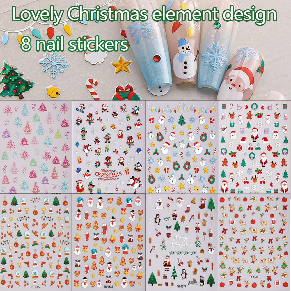 Hrnsnails Christmas nail stickers gold glitter detail for luxe accents and festive sparkle.
