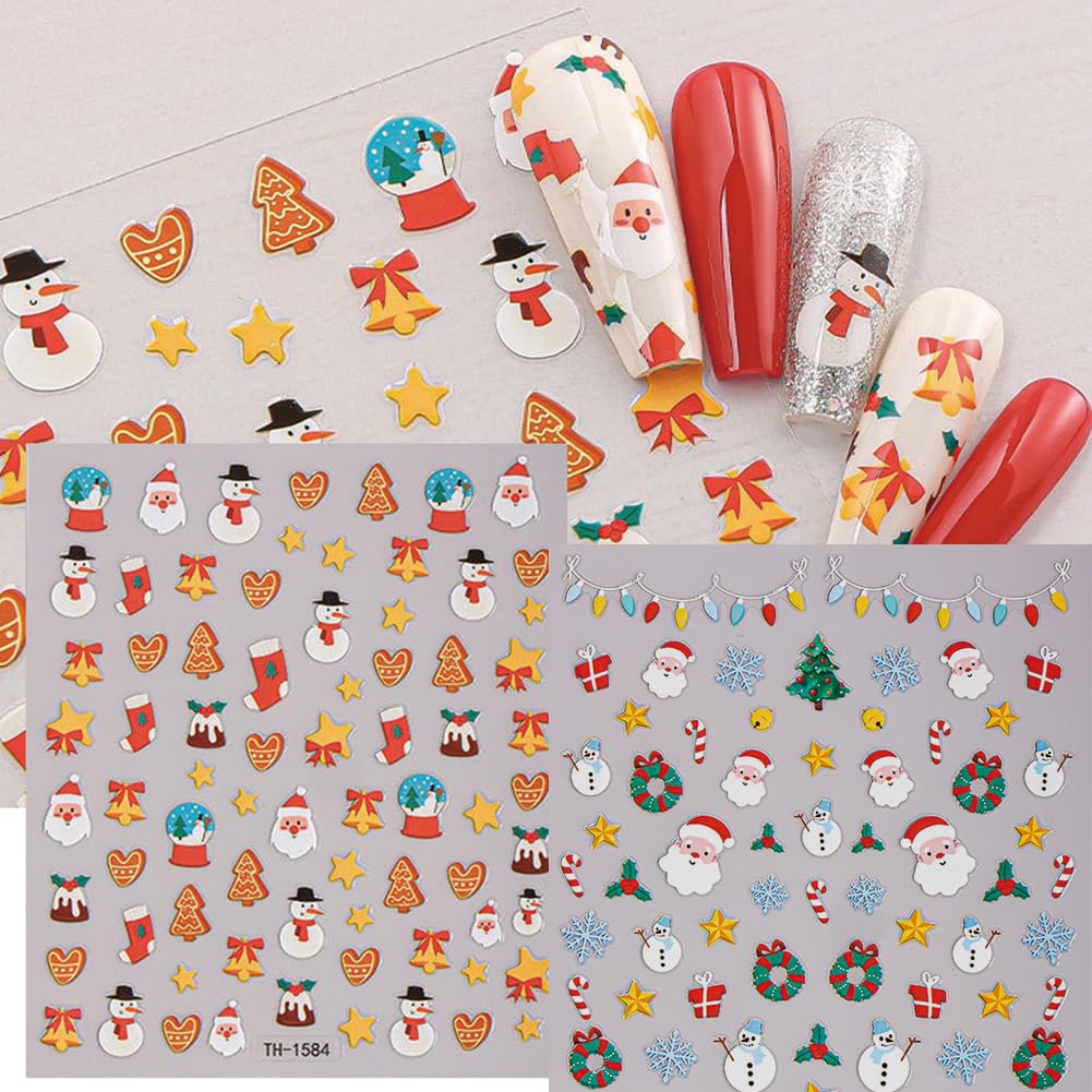Hrnsnails Christmas nail stickers snowman design for playful seasonal nails and durable finish.