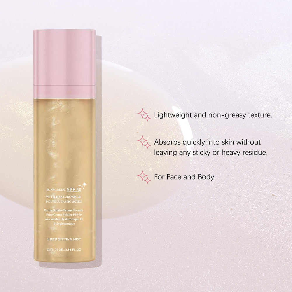 HRTTUO setting spray on skin delivering radiant glow without heaviness