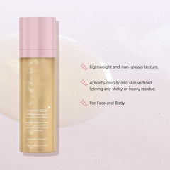 HRTTUO setting spray on skin delivering radiant glow without heaviness