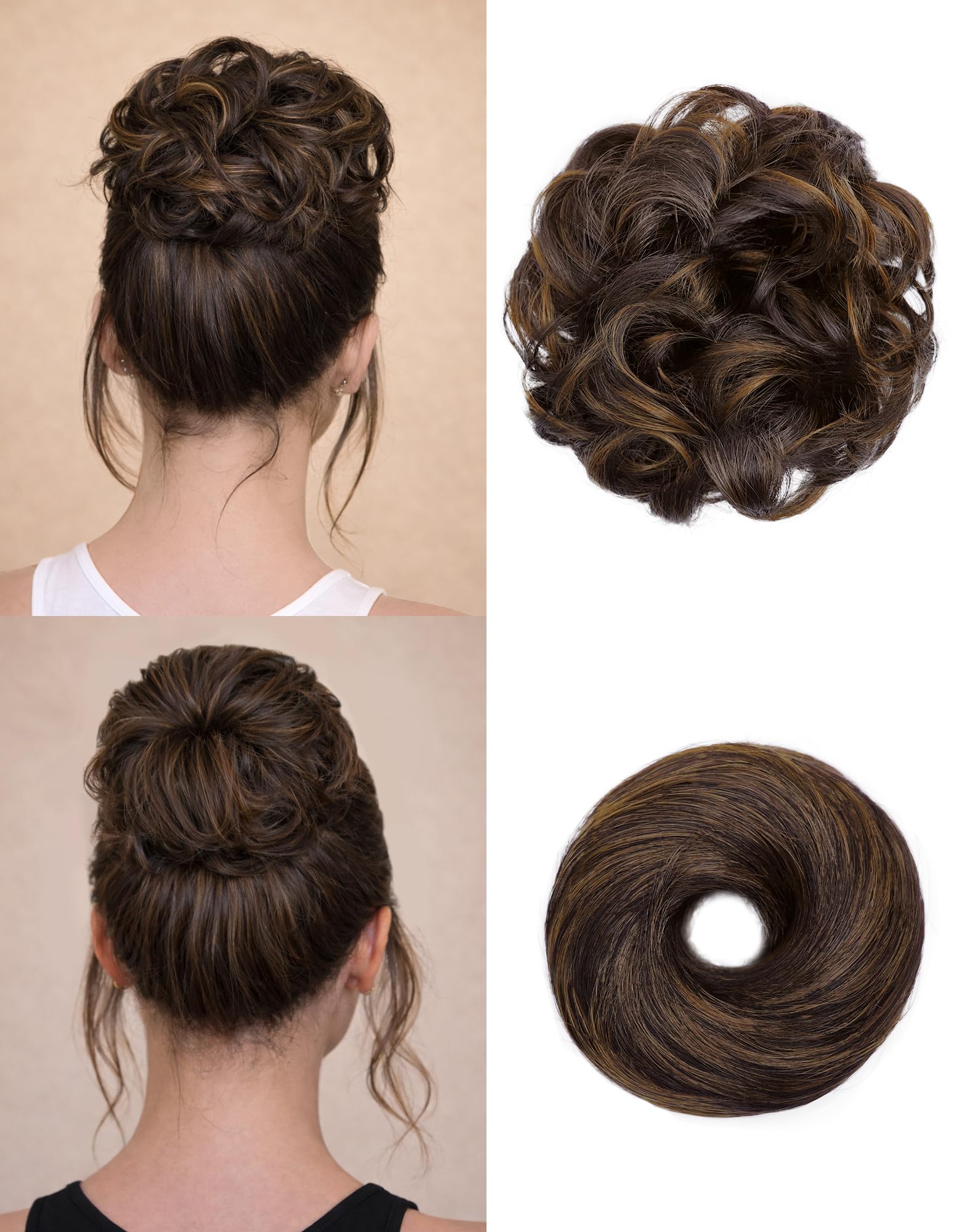 HSLHDI 2PCS Messy Bun Set two styles for quick versatile updos