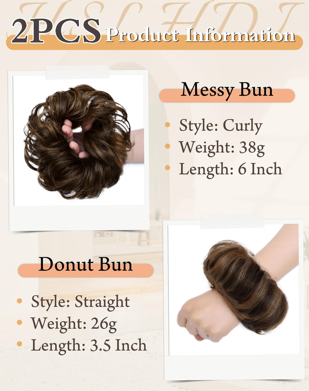 HSLHDI messy bun large 6 inch volume for fuller casual looks