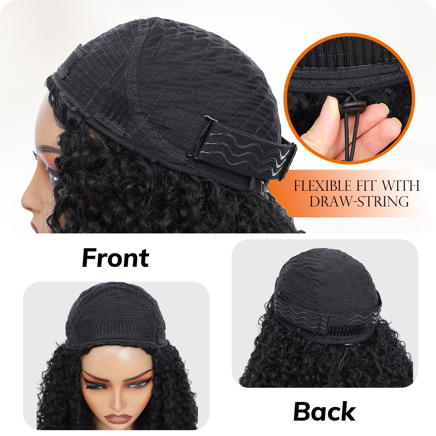 HUA glueless half wig provides easy wear and removal.