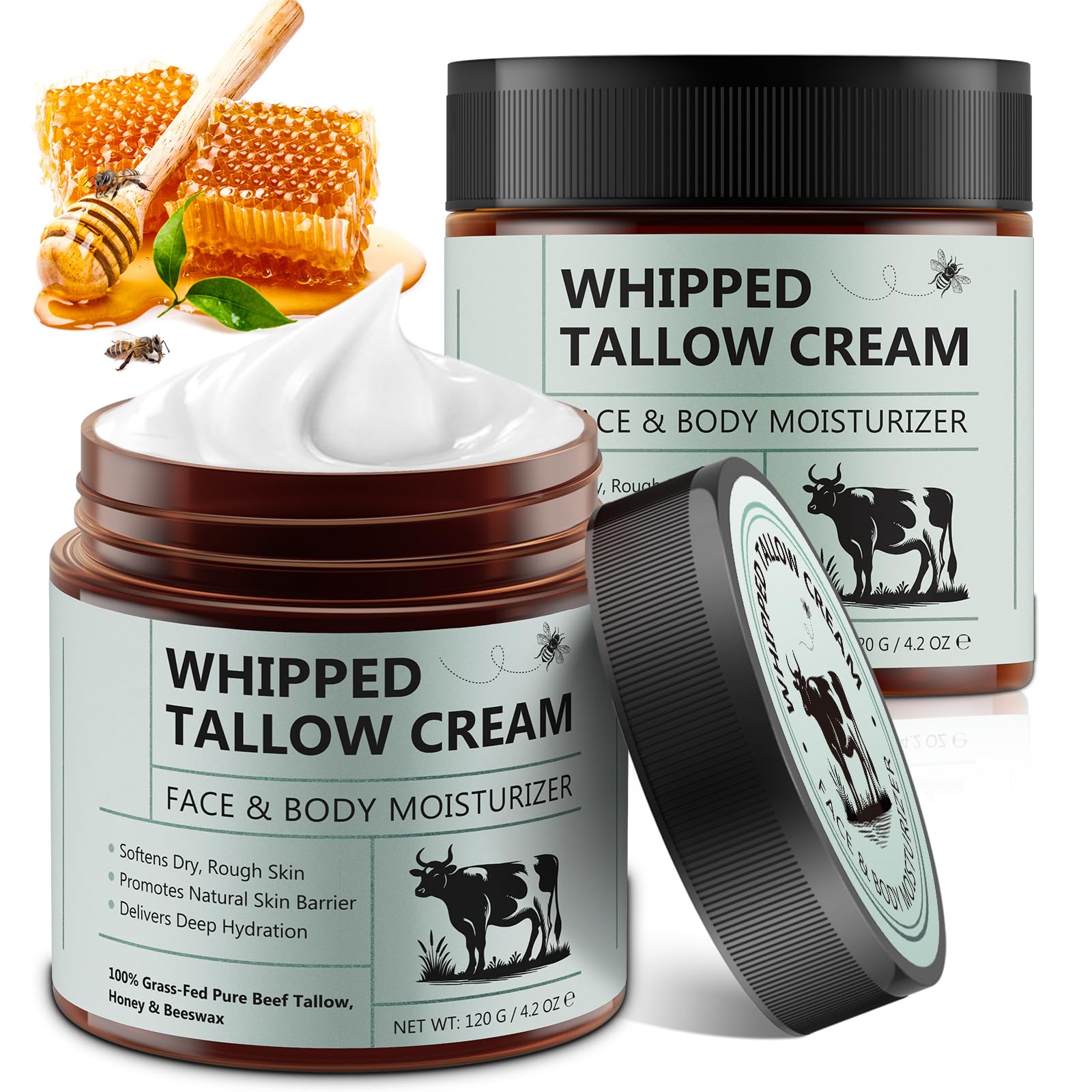 HUALIJIA beef tallow face moisturizer jar offering deep hydration for silky skin