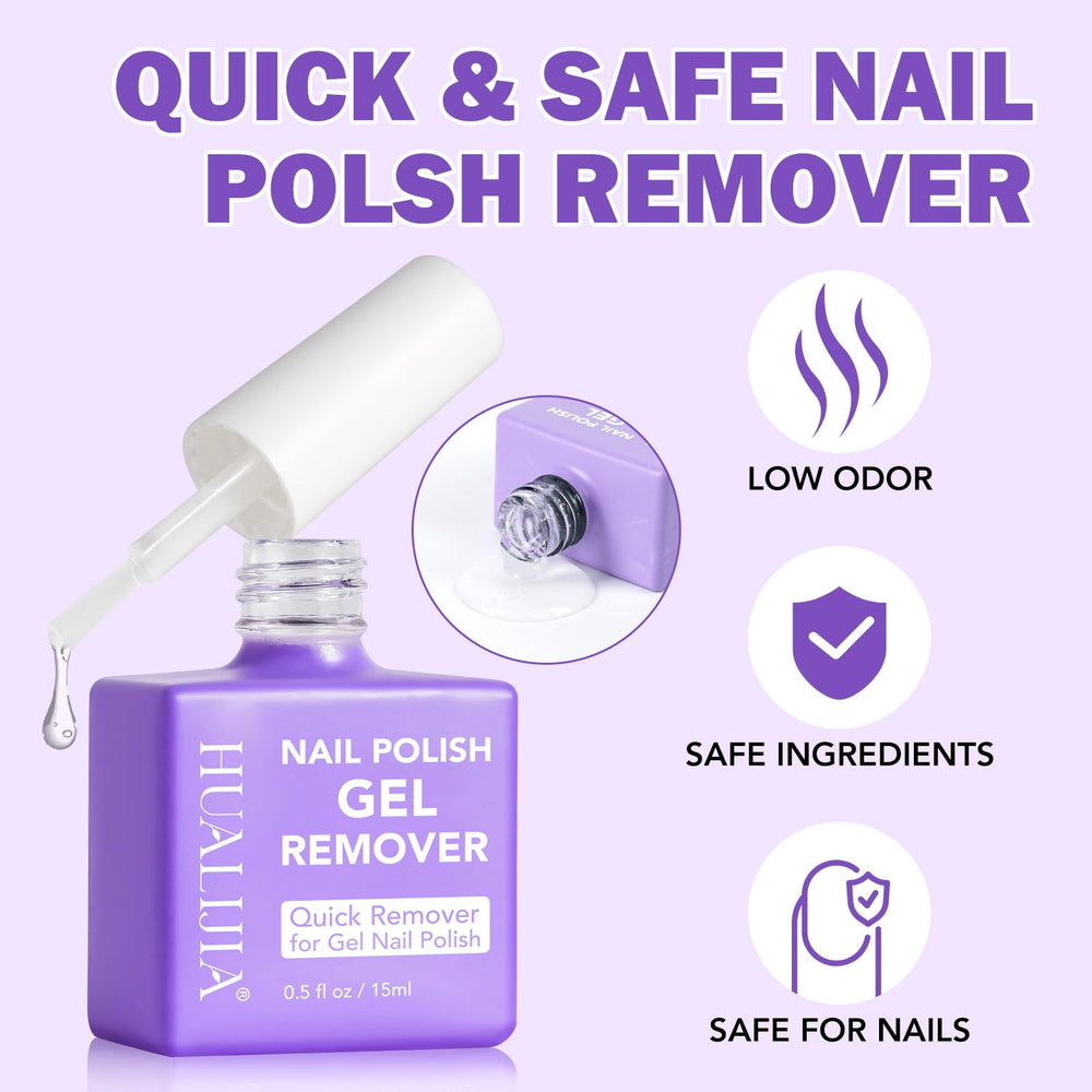 HUALIJIA remover works on most nail enhancements including gel and acrylic.