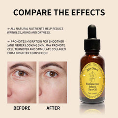 HuaQing cold-pressed oil blend texture shows rich, nurturing consistency.