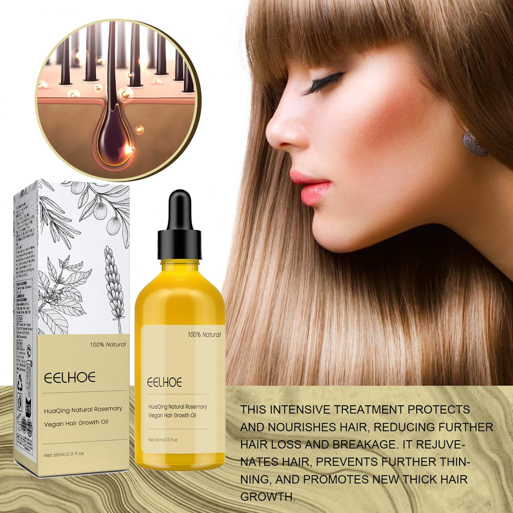 HuaQing rosemary oil on dry, damaged hair being applied to scalp.