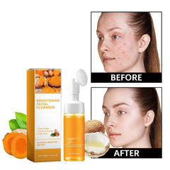 HuaQing turmeric foaming face wash foam texture highlights gentle lather