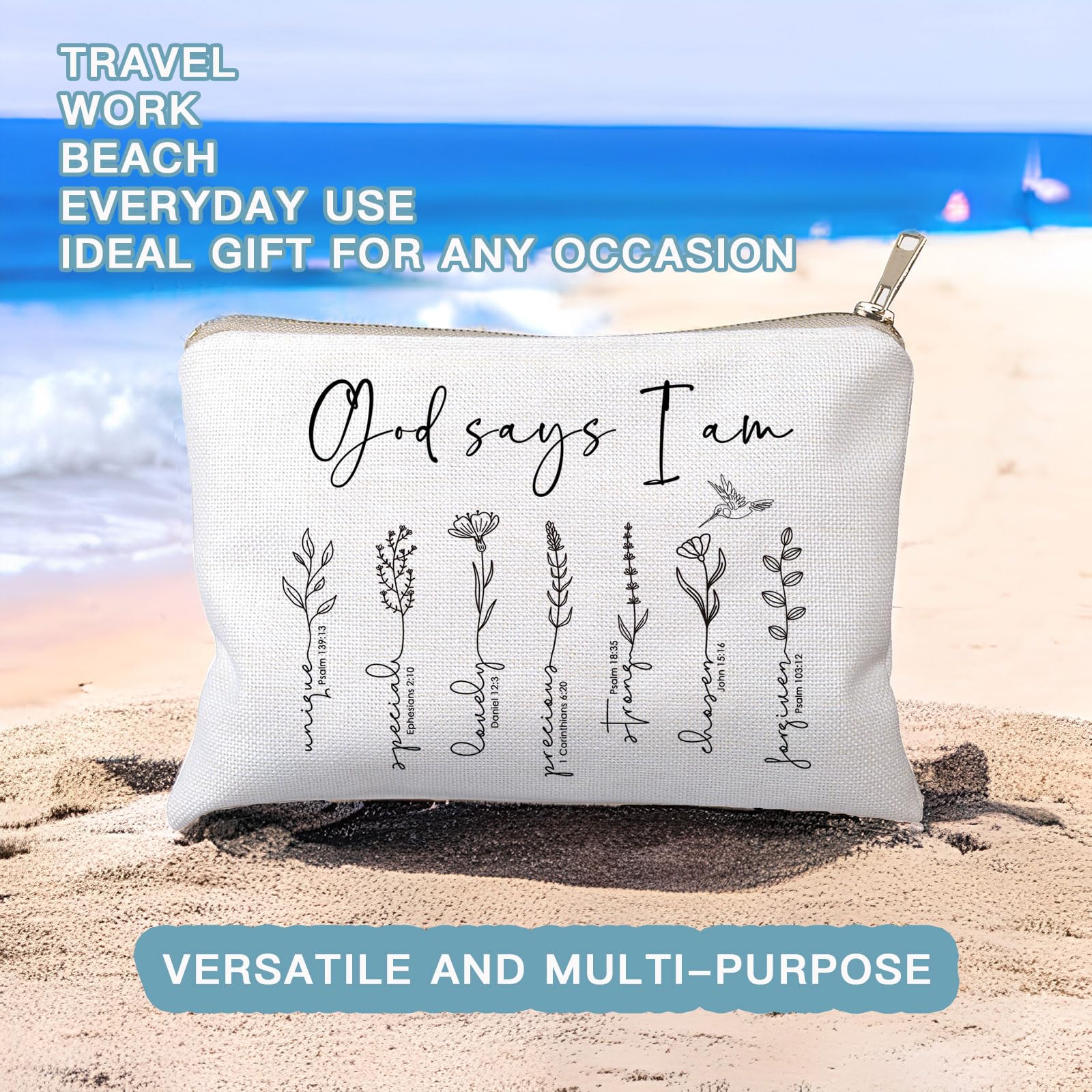 HubbgDesign cosmetic bag 9-8x7-2 inches offers spacious storage for brushes and cosmetics.