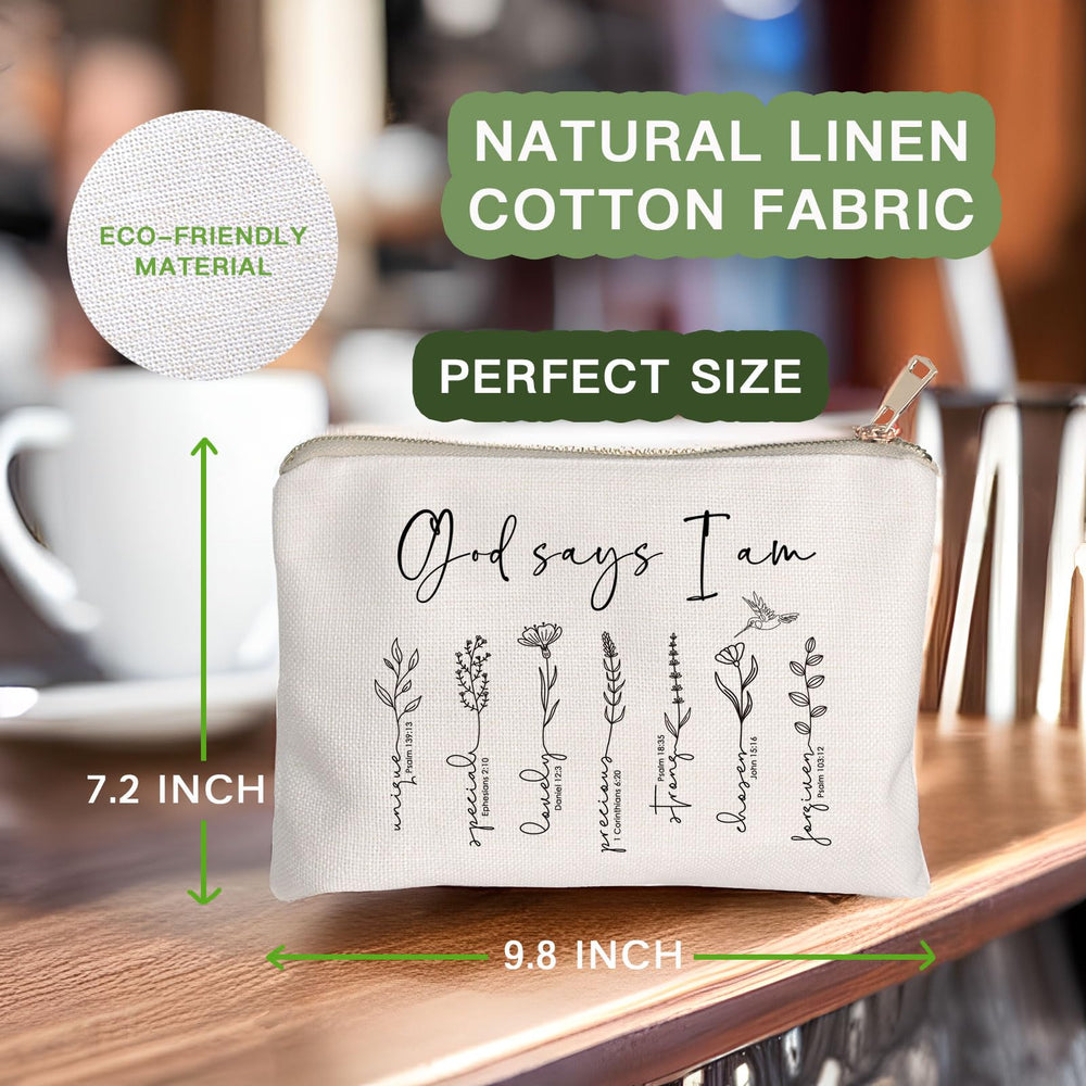 HubbgDesign linen cotton cosmetic bag combines durability and light weight for travel.