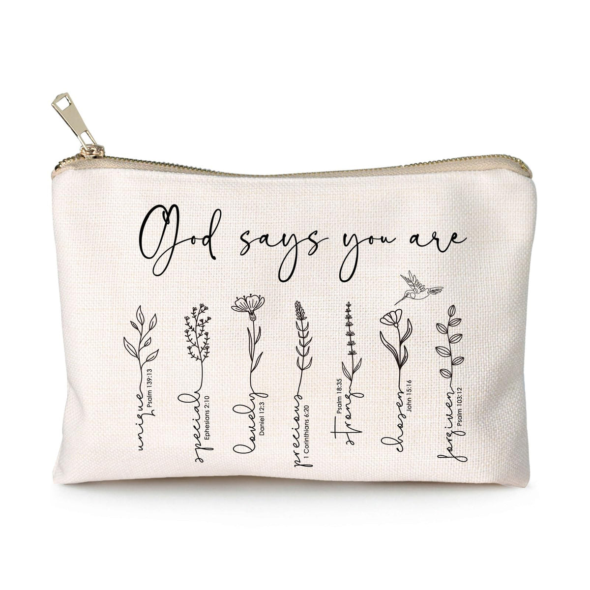 HubbgDesign God Says You Are cosmetic bag front view ideal for on-the-go makeup storage